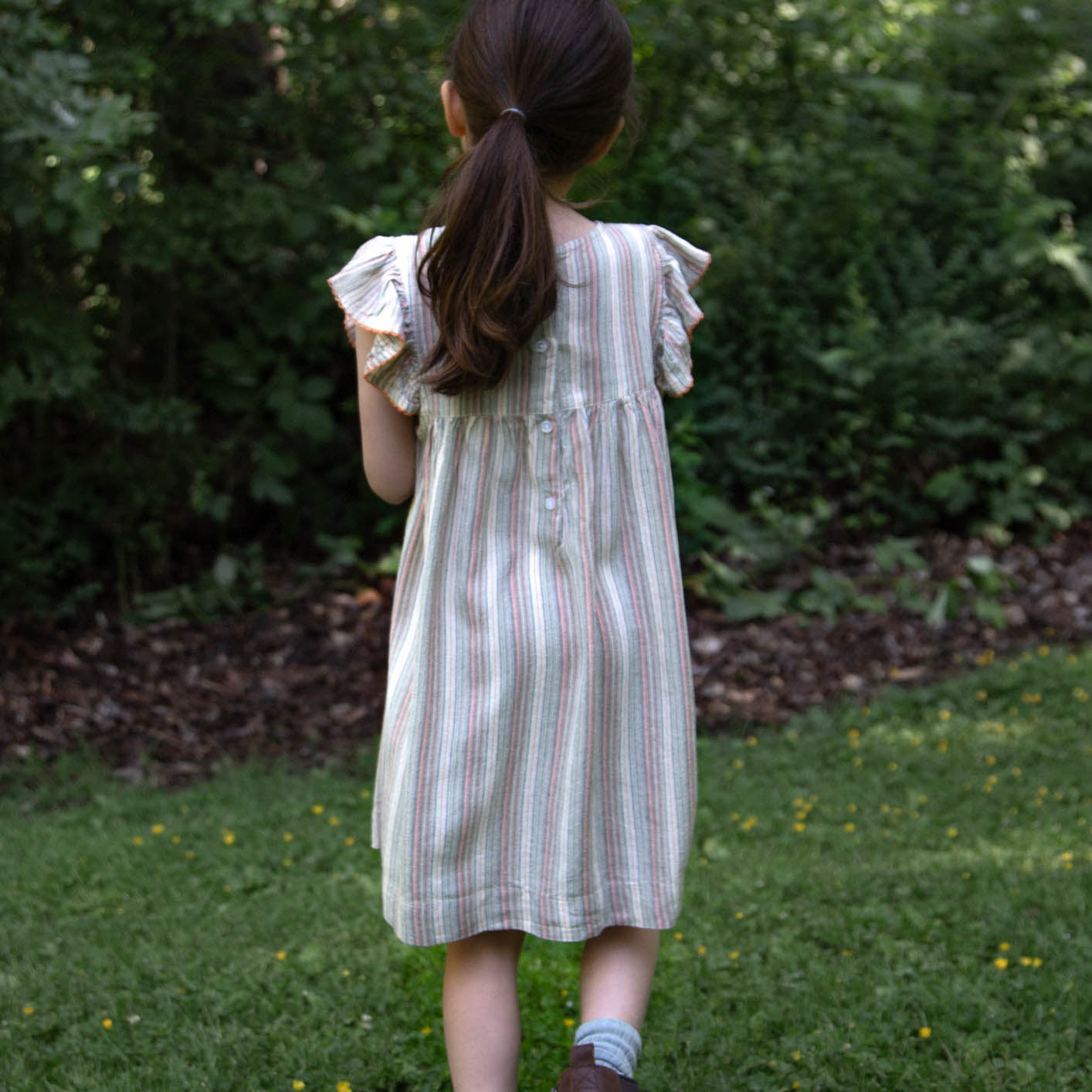 Girls' Flutter Sleeve Dress | Mint Green Stripe - Beet World Girls' Flutter Sleeve Dress | Mint Green Stripe - Beet World