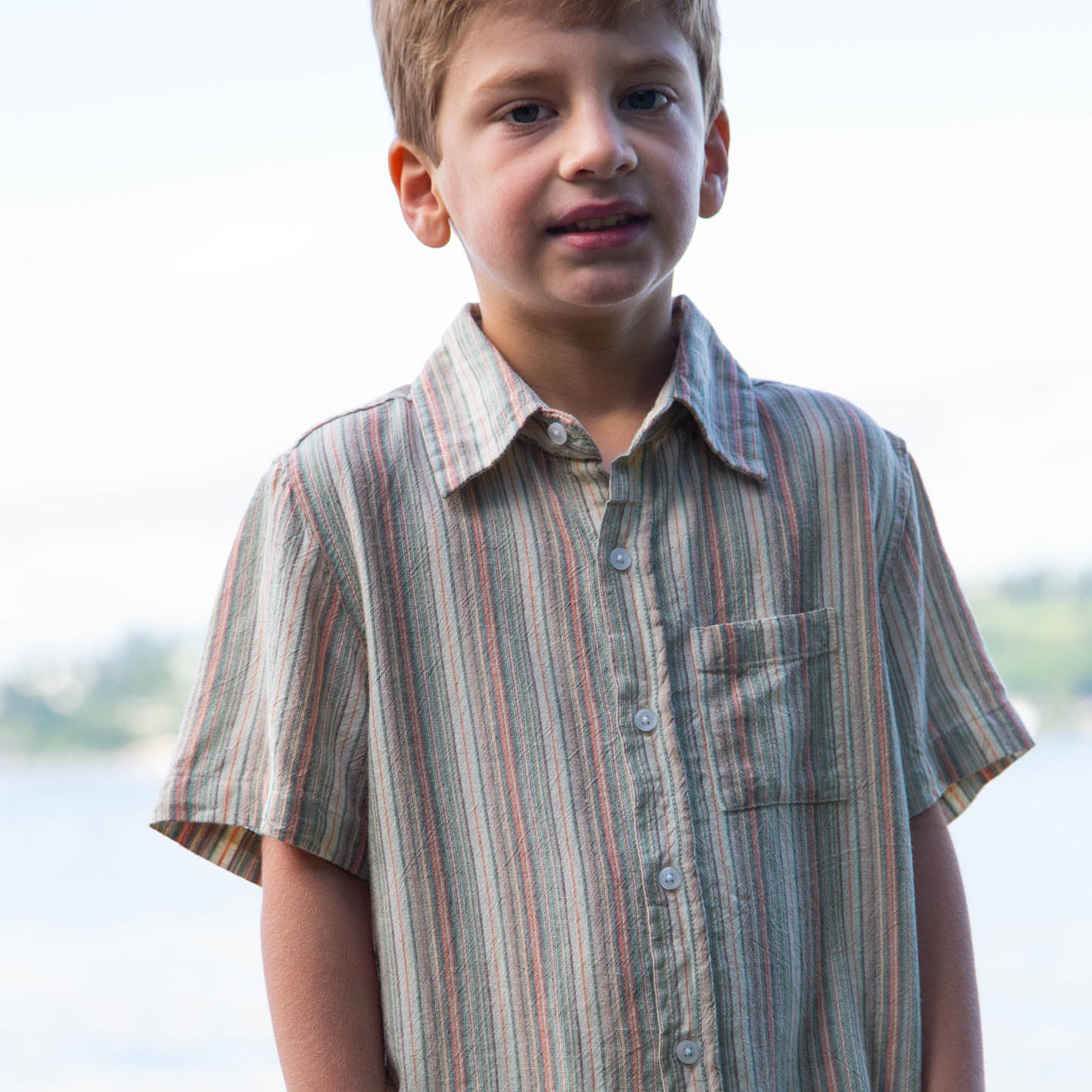 Boys Short Sleeves Collar Shirt | Mint Green Stripe - Beet World Boys Short Sleeves Collar Shirt | Mint Green Stripe - Beet World