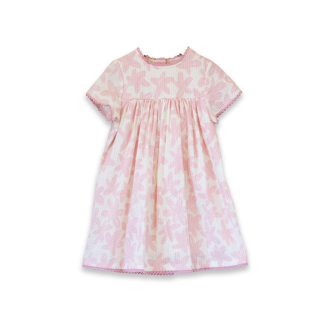 Girls Amy dress with Lace trim | Sunwashed Pink