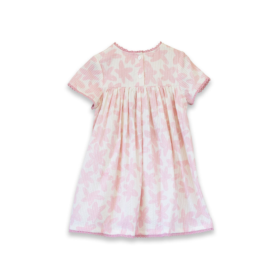 Girls Amy dress with Lace trim | Sunwashed Pink