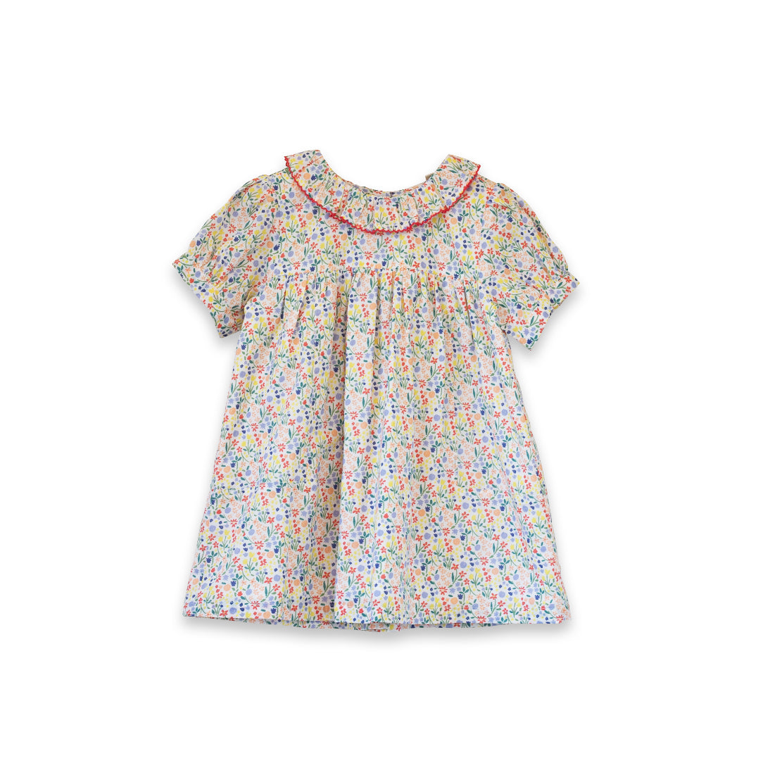 Toddler Emily dress with Lace trim | Yellow Petal Confetti