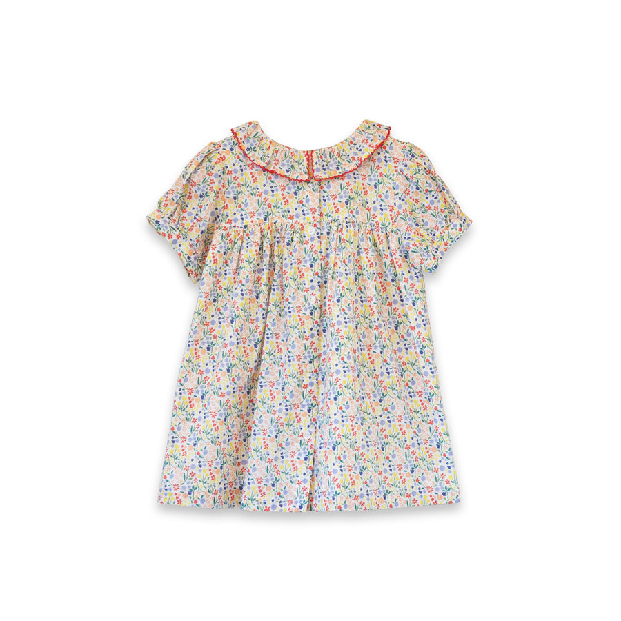 Toddler Emily dress with Lace trim | Yellow Petal Confetti