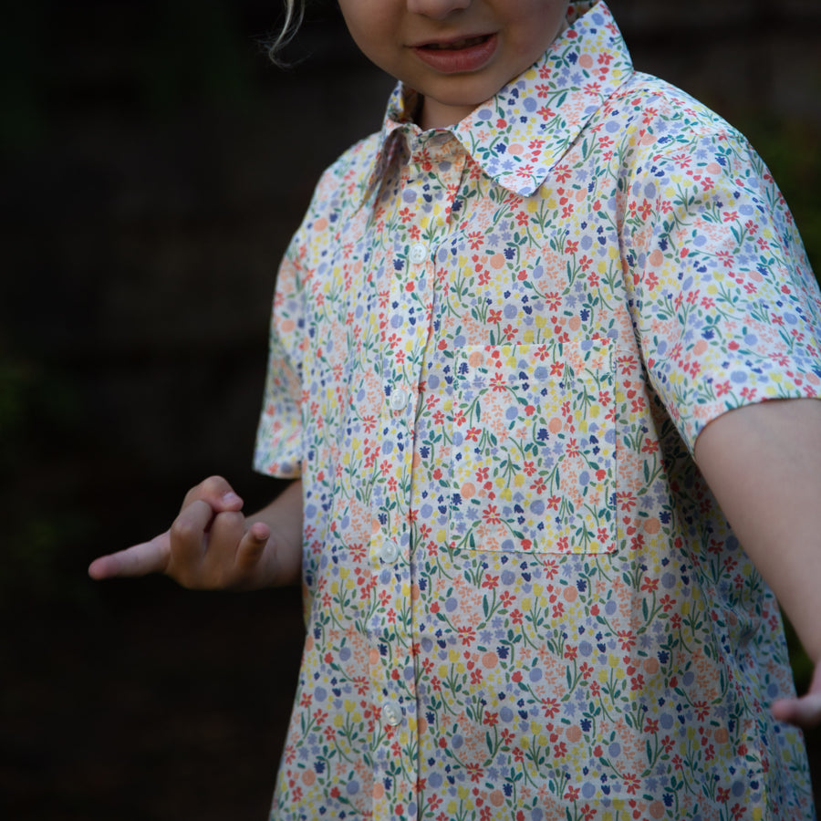 Boys Collar Shirt | Yellow Petal Confetti
