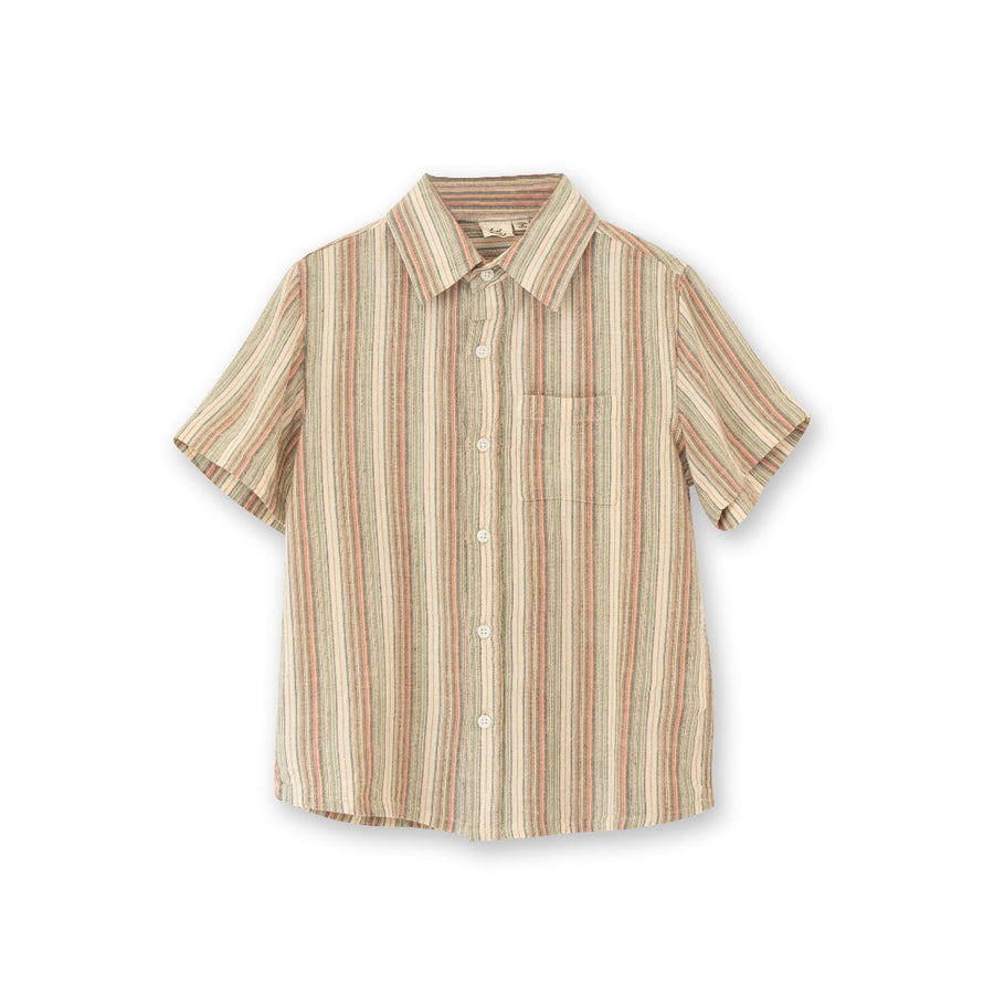 Boys Short Sleeves Collar Shirt | Mint Green Stripe