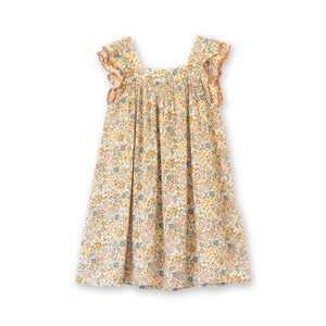 Girls' Square Neck Flutter Sleeves Dress | Cottonfield Floral