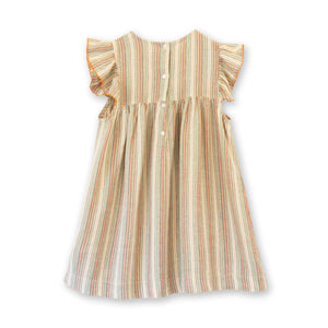 Girls’ Flutter Sleeve Dress | Mint Green Stripe