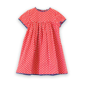 Toddler Amy dress with Lace trim | Flowers in Brilliant Red