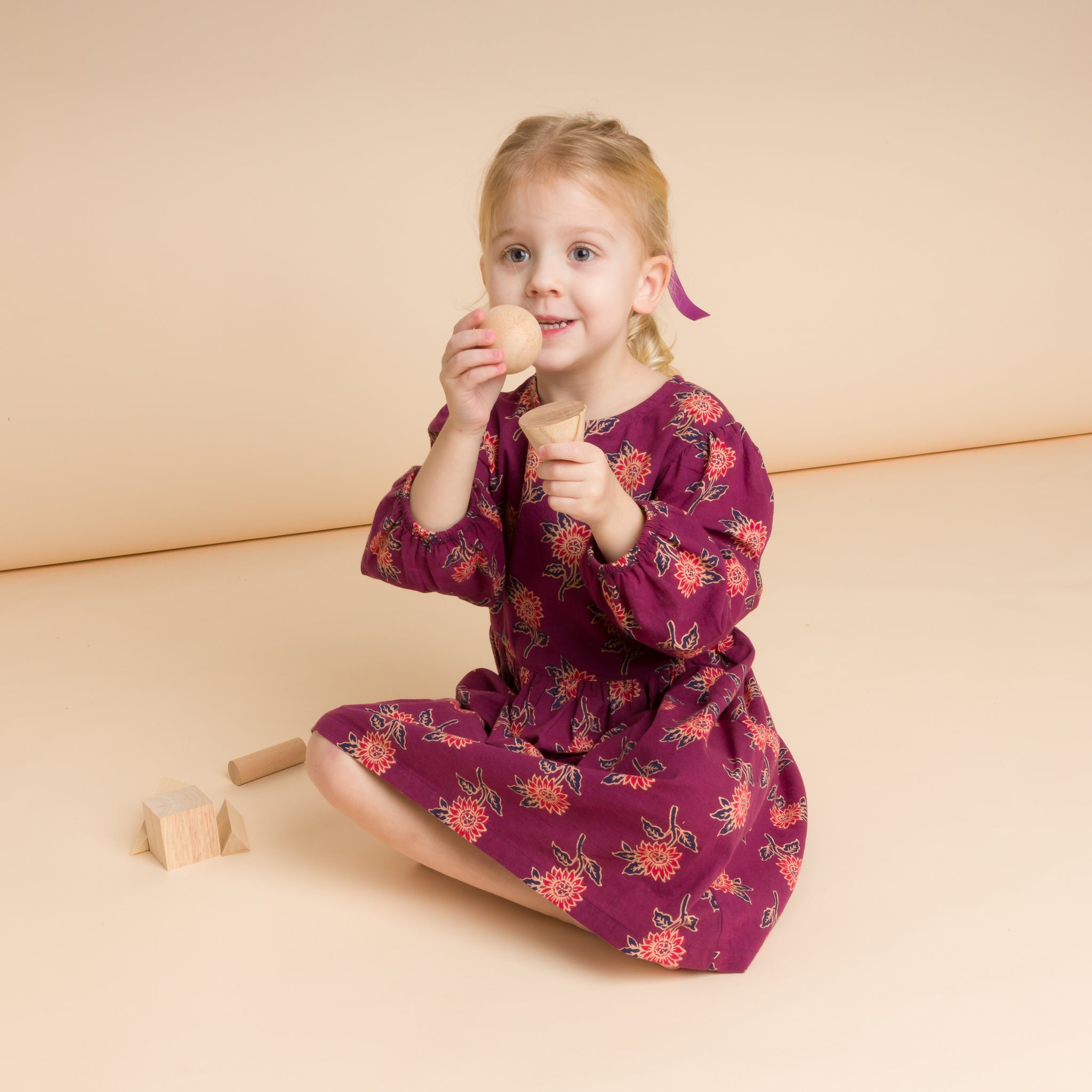 Beet World Girls' Long Sleeve Dress with Floral Motif in Purple & Red at Nordstrom, Size 2-3T Beet World Girls' Long Sleeve Dress with Floral Motif in Purple & Red at Nordstrom, Size 2-3T