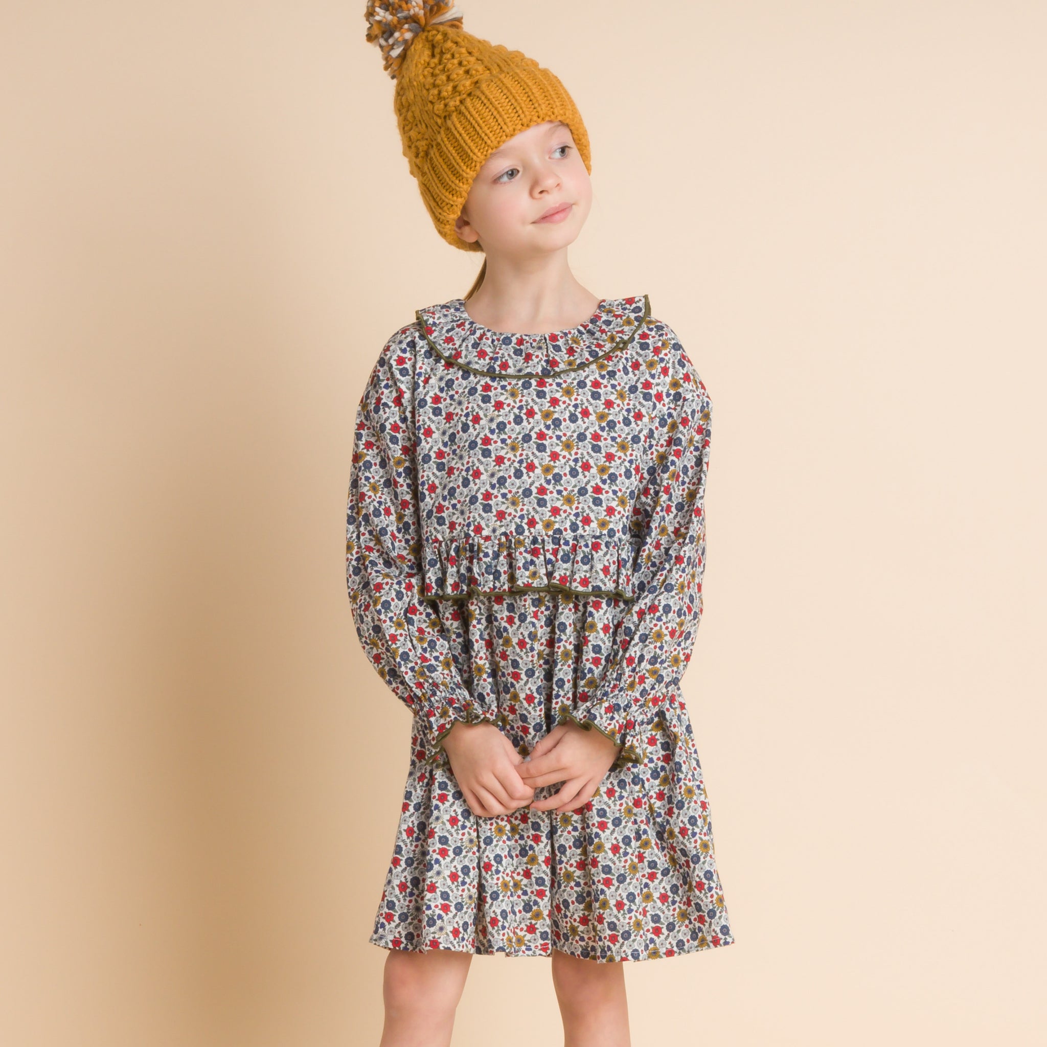 ruffle bib shirt dress Ruffled Floral Shirt Dress
