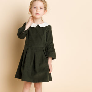Meri Dress | Pine Green Corduroy