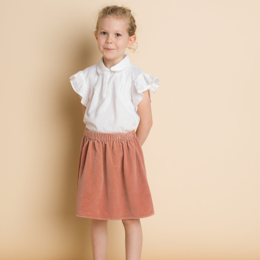 Girls Coral Skirt | Blush Velvet