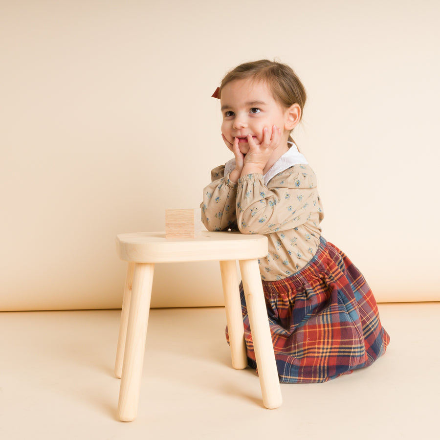 Girls Coral Skirt | Rust Plaid