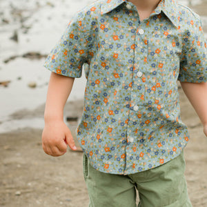 Boys Collar Shirt - Cottage Floral