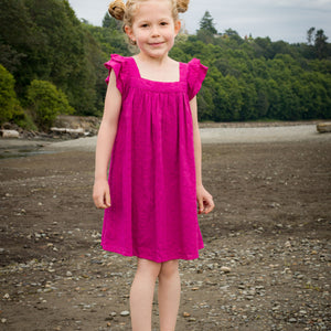 Girls Square Neck Everly Dress -Vivacious Pink