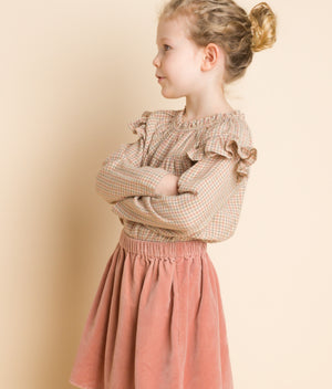 Girls Coral Skirt | Blush Velvet