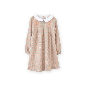 Brook Girls Dress | Beige Country Check