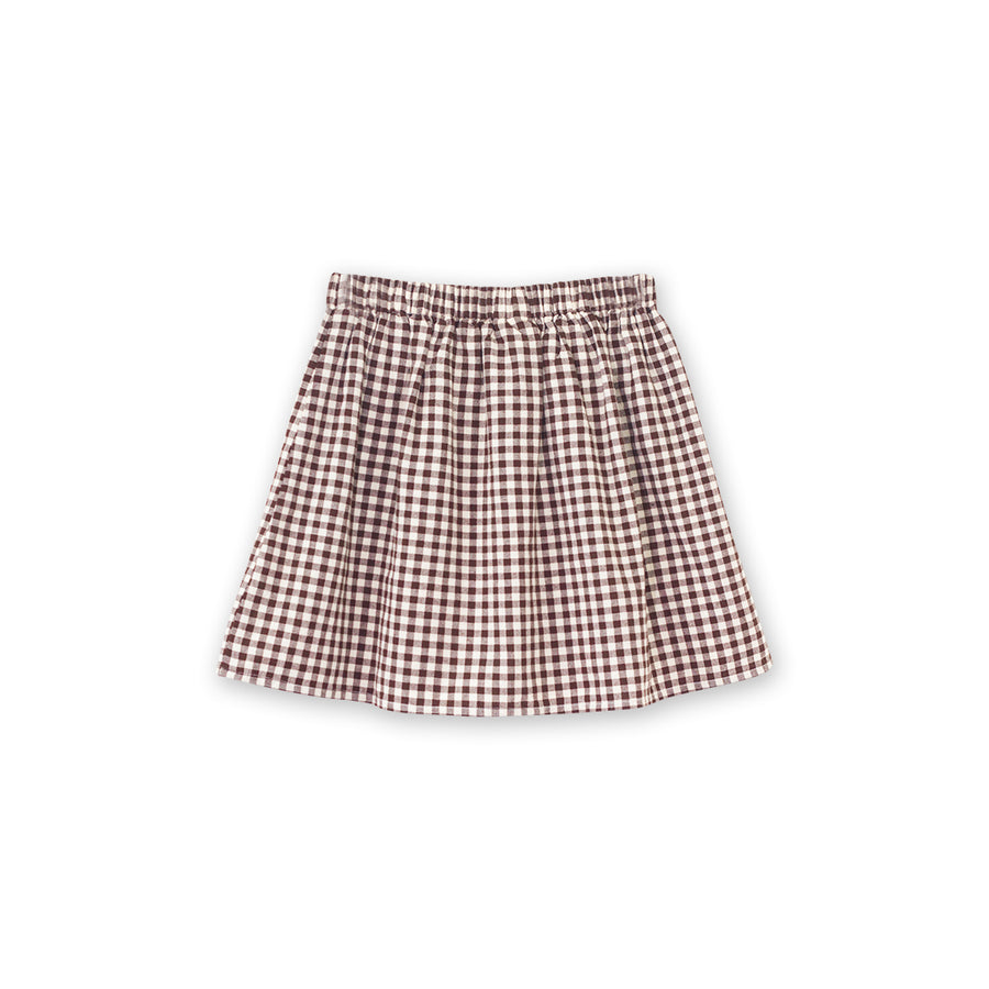 Girls Coral Skirt | Walnut Check