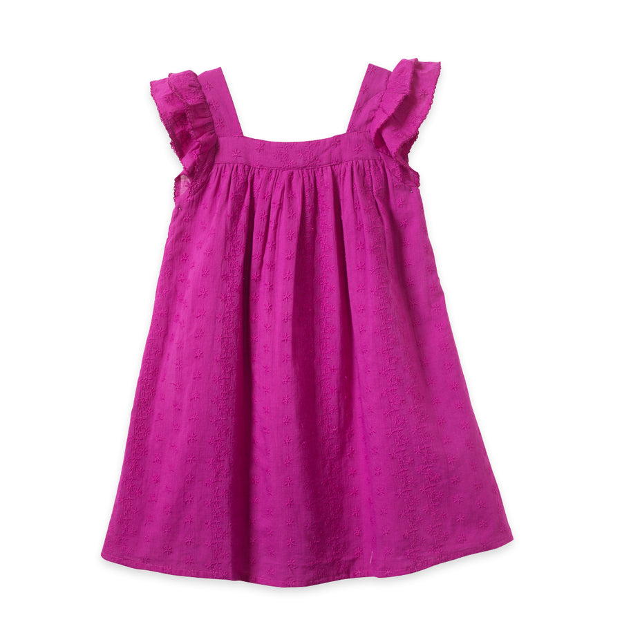Girls Square Neck Everly Dress -Vivacious Pink