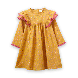 Toddler Flutter Sleeves Dress with Lace Trim | Charlotte Provence Meadow
