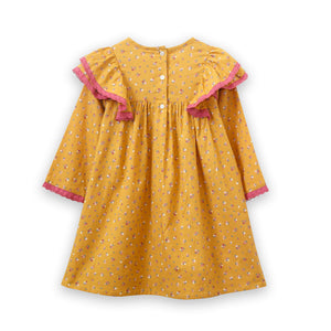 Toddler Flutter Sleeves Dress with Lace Trim | Charlotte Provence Meadow