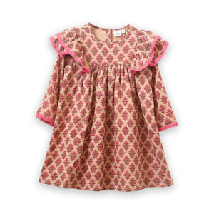 Toddler Flutter Sleeves Dress with Lace Trim | Charlotte Vintage Pink
